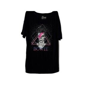 Bowie Black Tee with Pink Graphic
